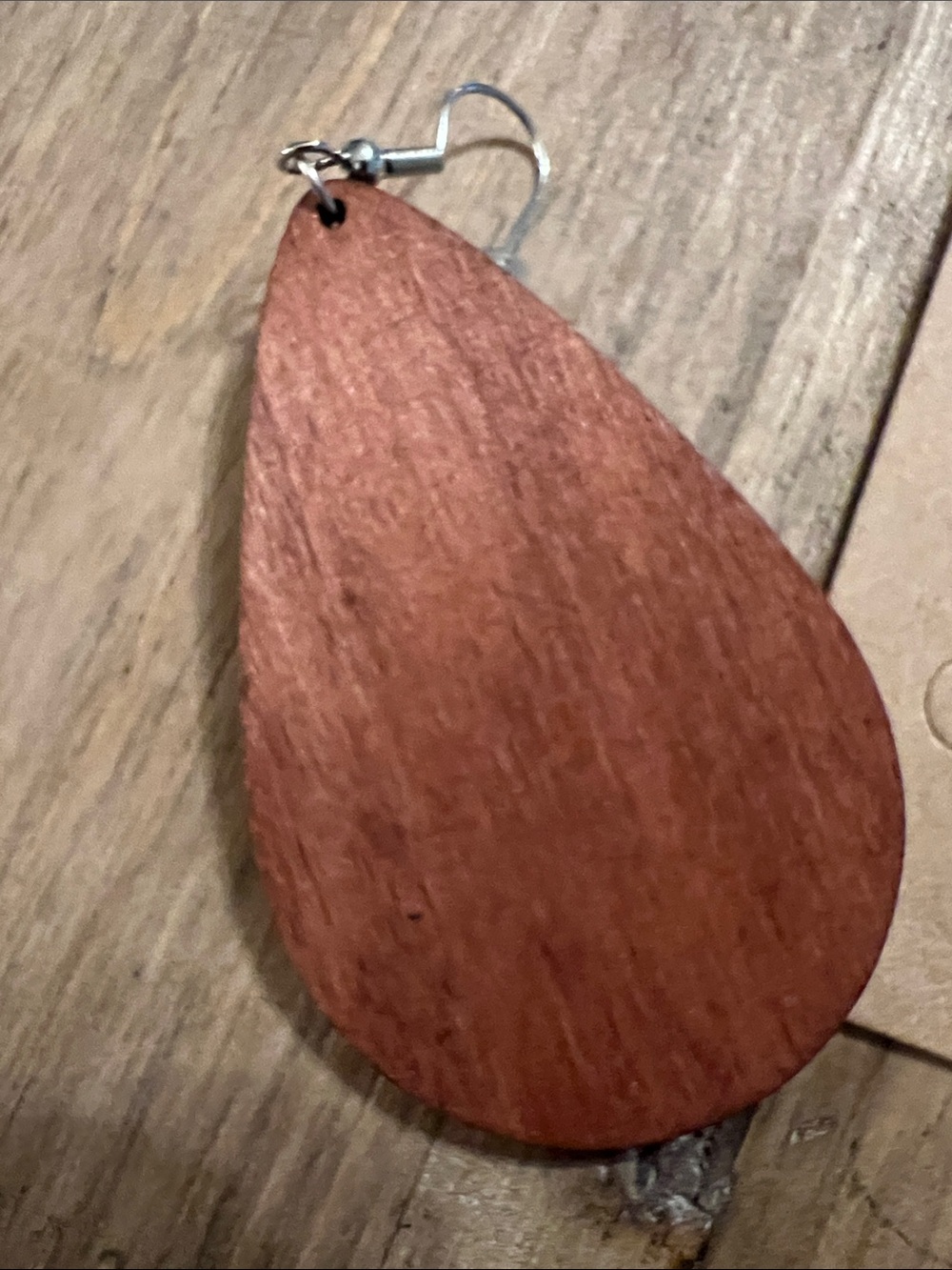 3/$18 Turquoise Teardrop Wood Earrings with Black & White Cow Print Lot 2127 - Picture 3 of 5